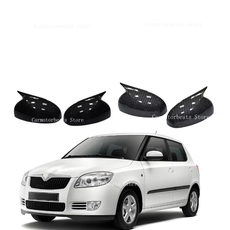 Car  Rearview Side Mirror Cover Fit For Skoda Fabia 2008 2009 2010 2011 2012-2014   Wing Cap Rear View Case Trim Carbon Fiber