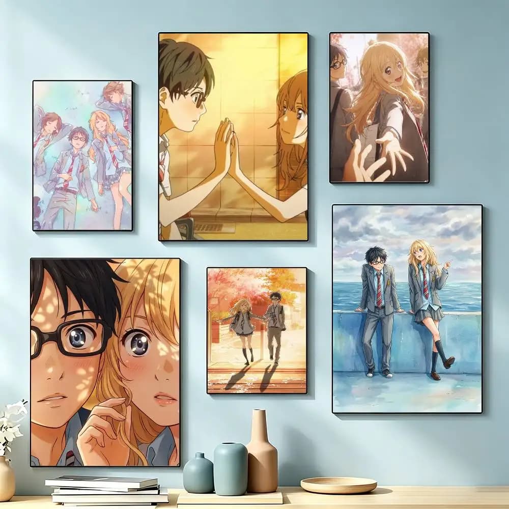 Anime Y-Your Lie in April  Poster High Quality Dorm Living Room Aesthetic Wall Decoration Painting Stickers Gift