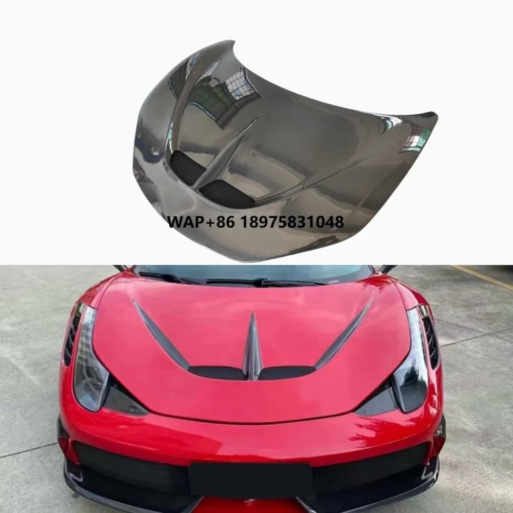 Hot Selling Product  Carbon Fiber SP Style Engine Hood Replacement for 458 Upgraded Car