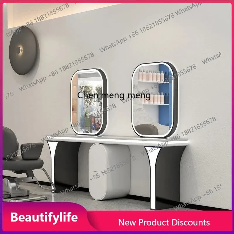 A17 Barber shop mirror hair shop mirror table hair salon special perm and dyeing area hair cutting mirror cabinet integrated