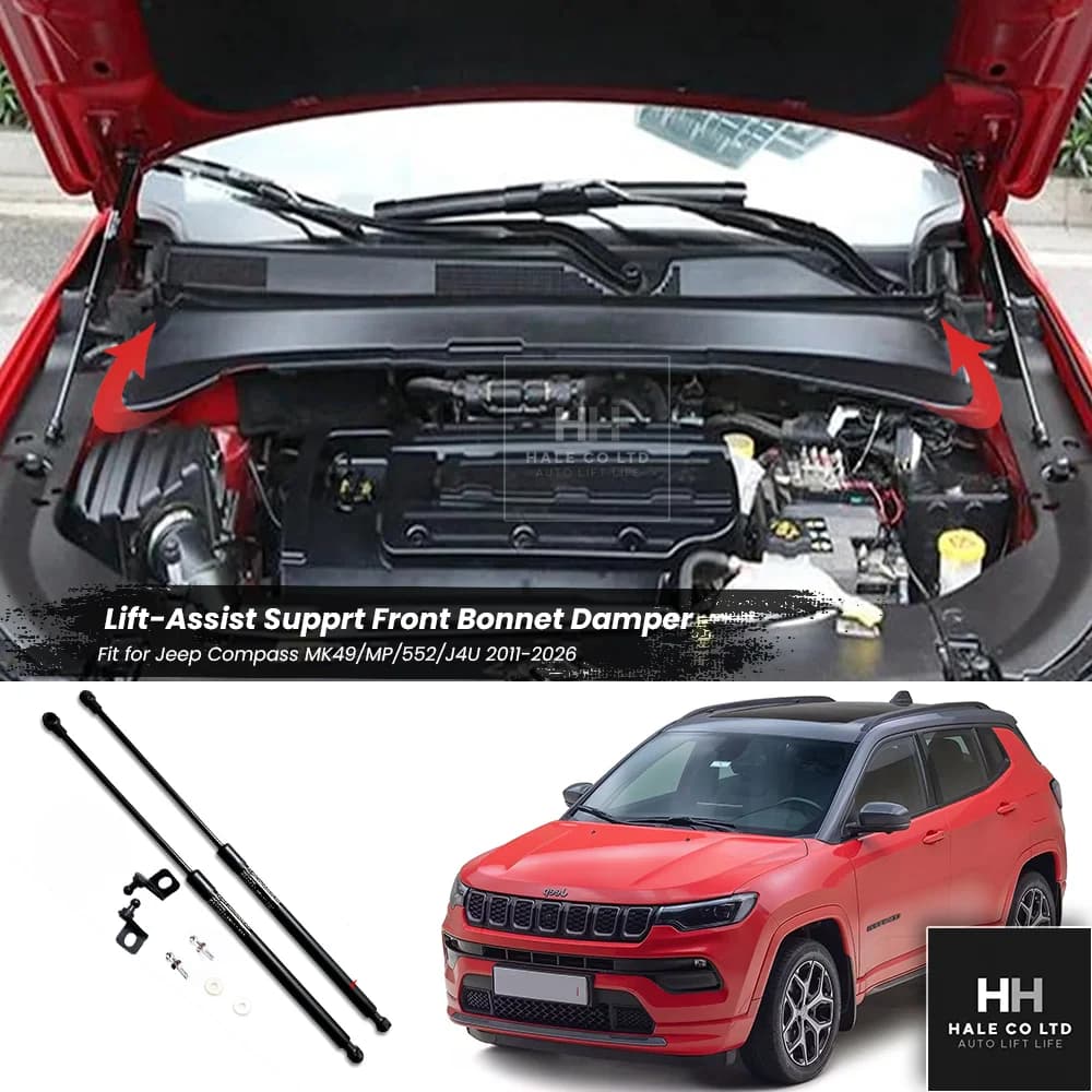 Assit Strut For Jeep Compass MK49/MP/522/J4U 2006-2026 Front Engine Hood Damper Lift Support German Strech Spring Auto Tuning