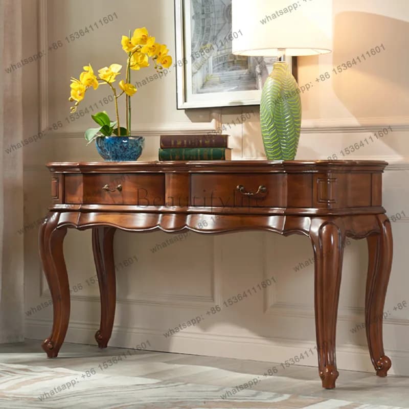 Living room entry solid wood entrance table decorative sofa back several European light luxury cases