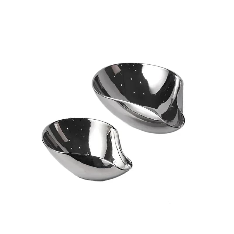 luxury electroplated silver ceramic vase ornament, homestay fruit plate dining table ornament
