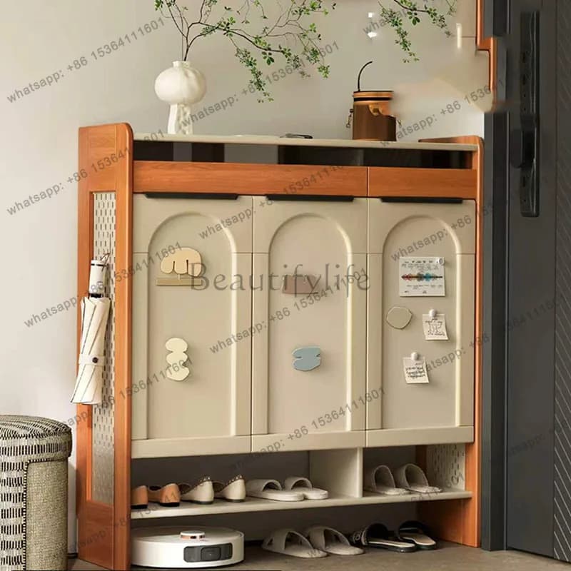 Factory Direct Sales Modern Wooden Shoe Cabinet Designer Organizer Storage Cupboard Display Display Living Room Vertical Zapater