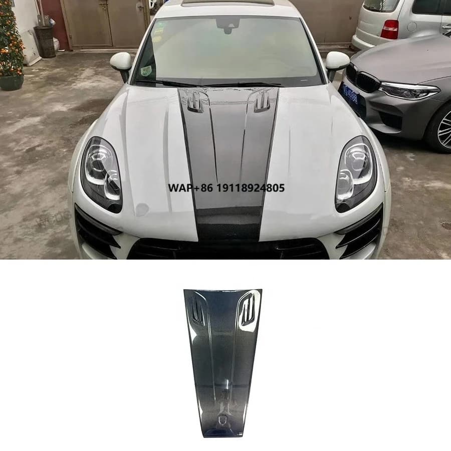 Carbon Fiber Front Engine Hood Air Vent Middle Trim Cover for  Macan 2014-2018 Front Hood Bonnet Cover Scoop Car Styling
