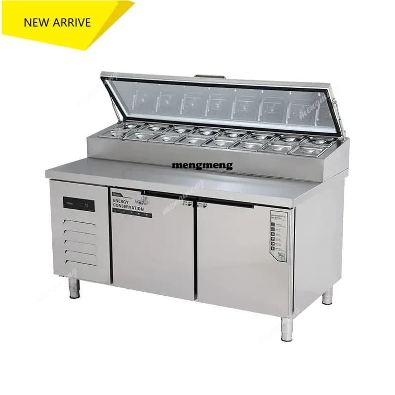 Commercial Multifunctional Salad Bar Counter Fresh Keeping Workbench Slotted Cold Vegetables Fruit Refrigerator