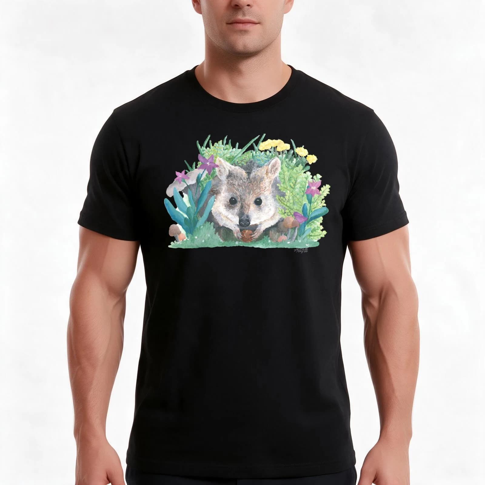 Bettong Forager T-Shirt, Summer Casual Cotton Tee, Oversized Streetwear Tops, Vintage Graphic Print, Loose Fit Short Sleeve