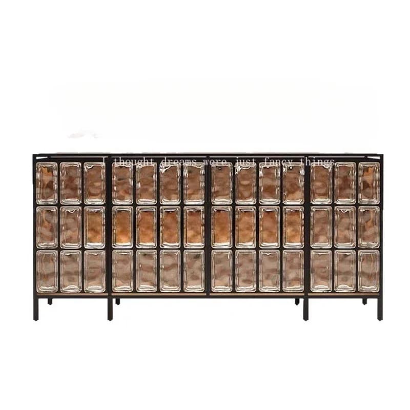 D25Italian minimalist premium crystal glass brick dining side cabinet household antique locker