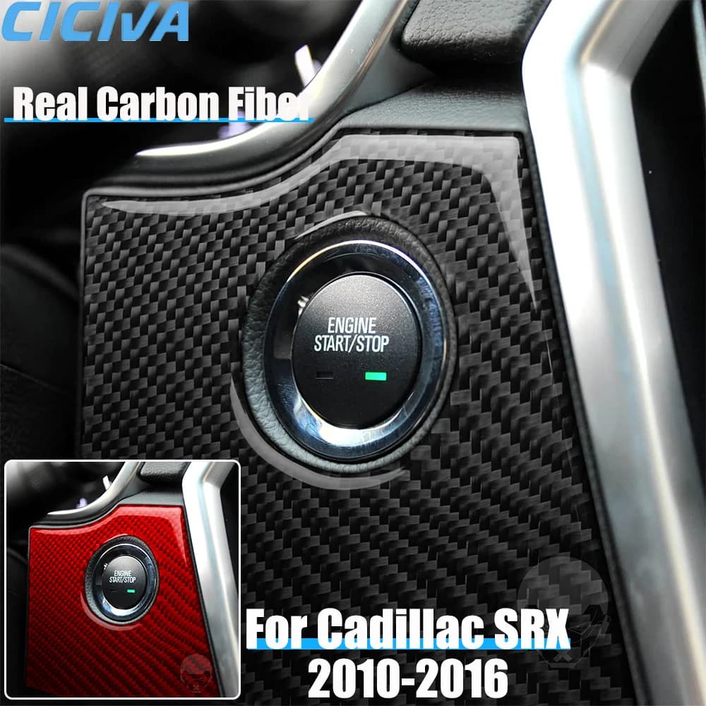 Real Carbon Fiber Car Accessories Engine Start Button Cover Soft Sticker For CADILLAC SRX 2010 2011 2012 2013 2014 2015 2016