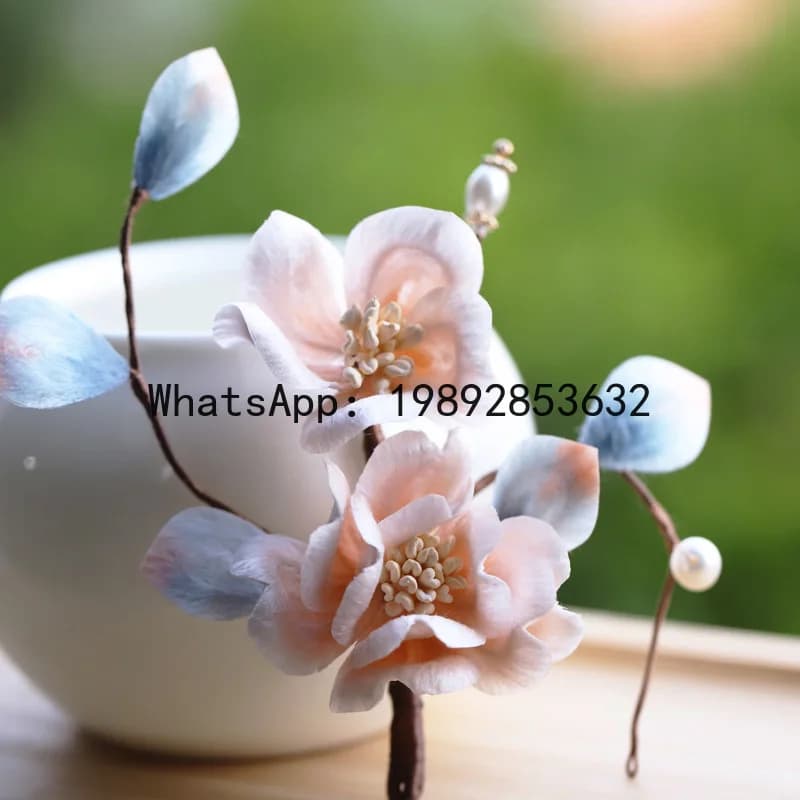 FS new national style intangible cultural heritage silkworm velvet flower soft hairpin national style new Chinese hair