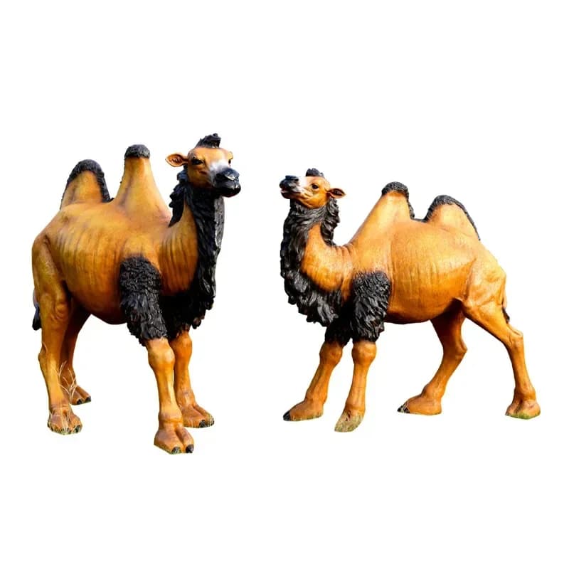 FRP simulated camel sculpture outdoor large animal ornament public garden landscape business square desert decoration
