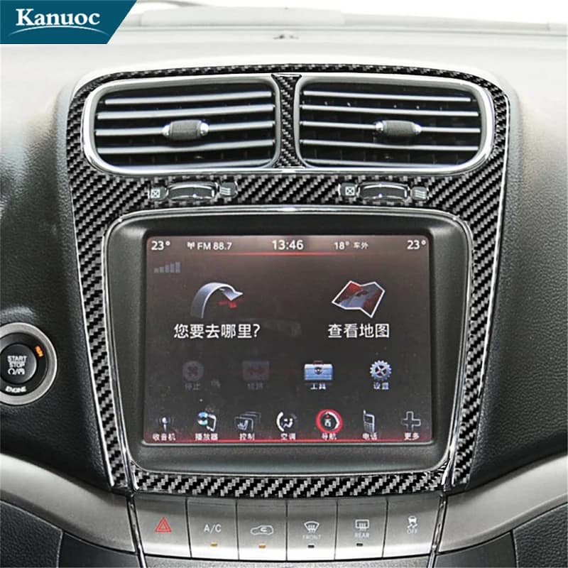 For Dodge Journey 2011 2012 2013 2014 2015 2016 2017 Car Interior Accessories Carbon Fiber Central Screen Surround Stickers