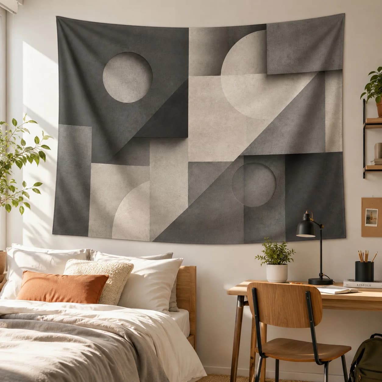 Modern Geometric Tapestry Wall Hanging 3D Effect Abstract Aesthetic Room Decor Minimalist Living Room Fabric Wall Tapestries