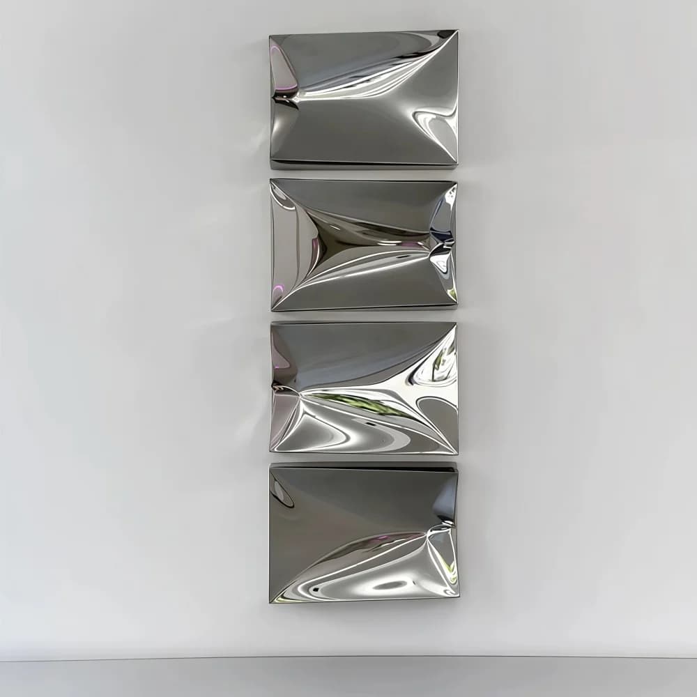 ※a Luxury Colorful Sculpture Geometric Wave Wall Fiberglass Wall Decor with Mirror Finish for Commercial Interior