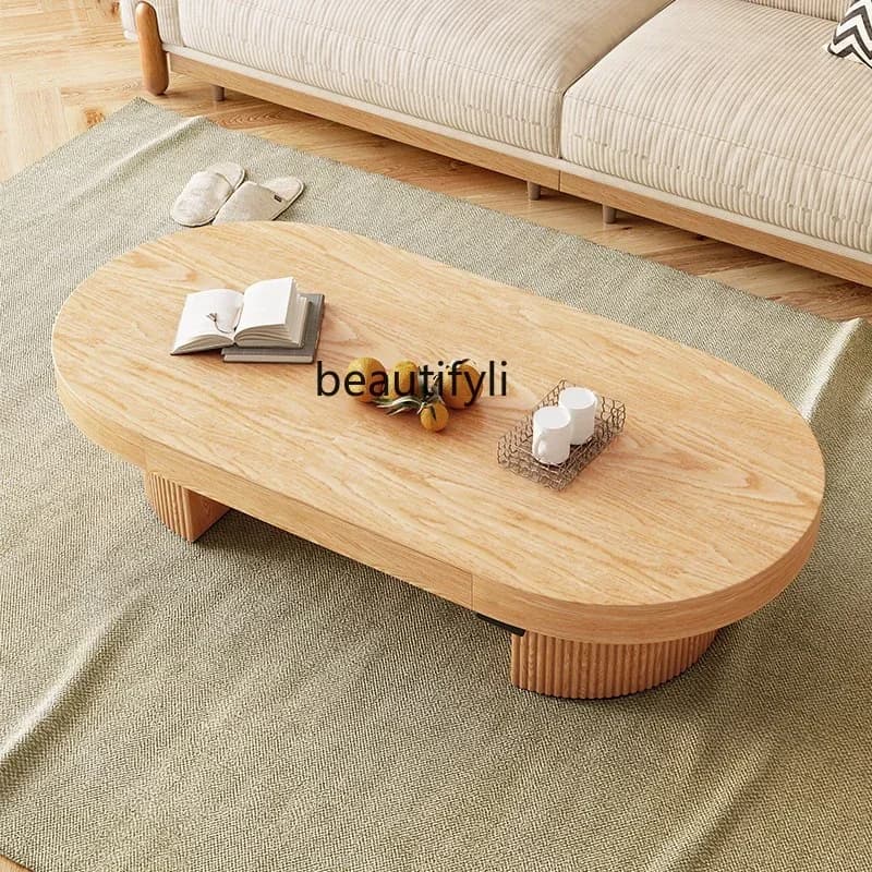 cc182Solid wood simple home living room coffee table desk integrated Nordic log wind lifting coffee table