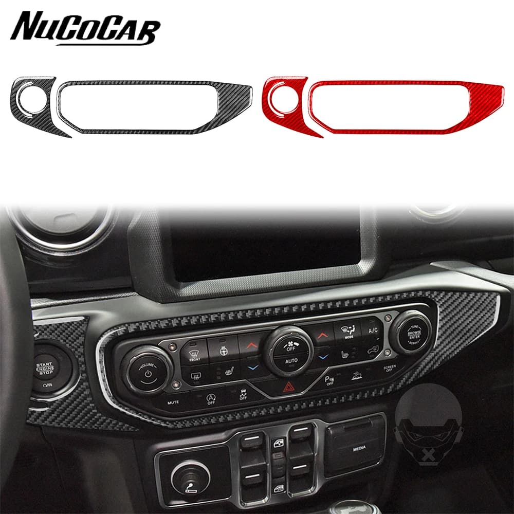 For Jeep Wrangler JL 2018-2023 Gladiator 2020-2023 Carbon Fiber One Touch Start Climate Control Car Interior Accessories Sticker