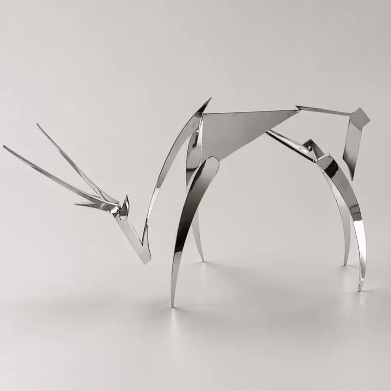 Abstract Geometric Stainless Steel Deer Sculpture Modern Metal Animal Statue for Home Hotel Tabletop Decor Custom Size