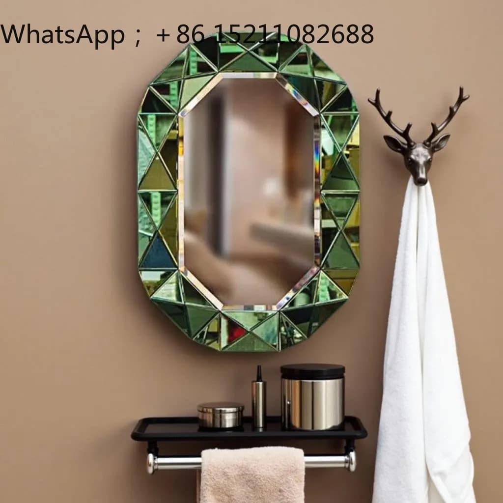LLY bathroom modern stereoscopic bathroom porch wall mirror gem green decorative mirror