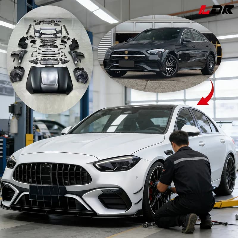 Factory Wholesale 2025 C63 Wide Body Kit Front Bumper Hood Upgrade Fit For C Class W206 2022+ Tuning Parts