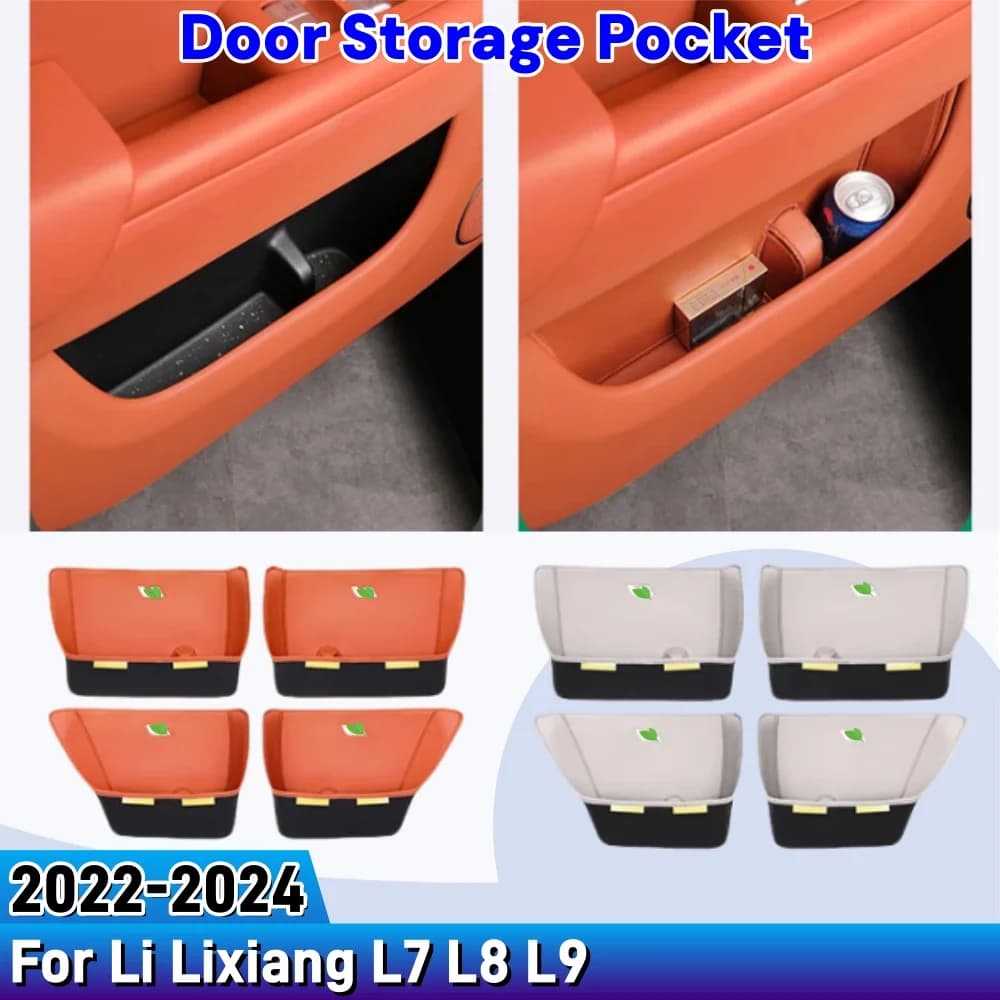 For Li Lixiang L7 L8 L9 2022-2024 Car Styling Door Storage Pocket Door Slot Pad Interior Protective PU Leather Upgrade Accessory