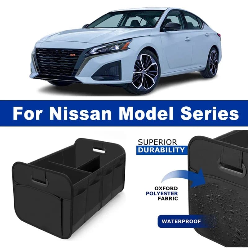 Foldable Car Organizer Portable Storage Box With Side Net for For Nissan Altima Sentra Rogue Pathfinder Versa Maxima 370Z Murano