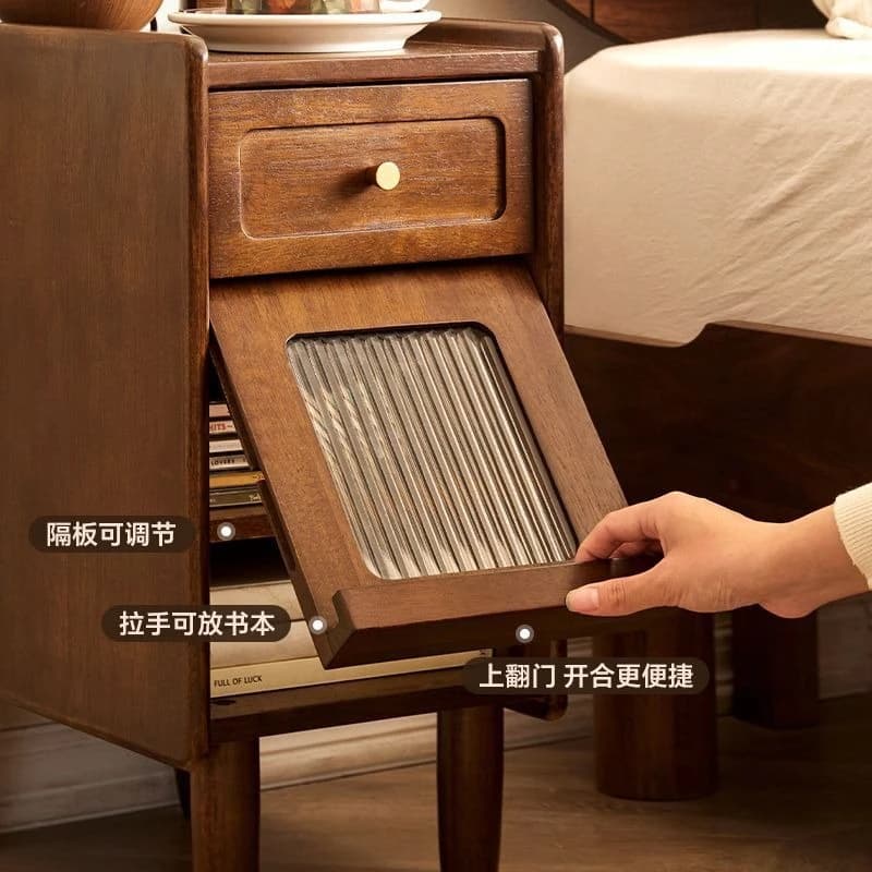 Rubber wood modern simple bedside table household small apartment storage storage crevice cabinet bedside creative chest bedroom