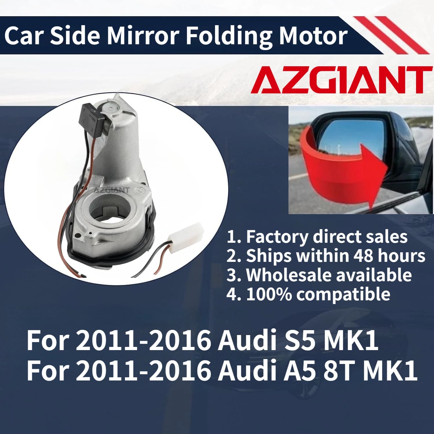 For 2011-2016 Audi S5 MK1/A5 8T MK1 Car Side Mirror Folding Motor Module Brand new High-quality parts 100% compatible OEM