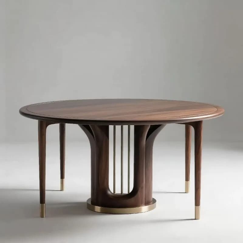 North American black walnut solid wood dining table, simple modern hotel restaurant box household high-end round table