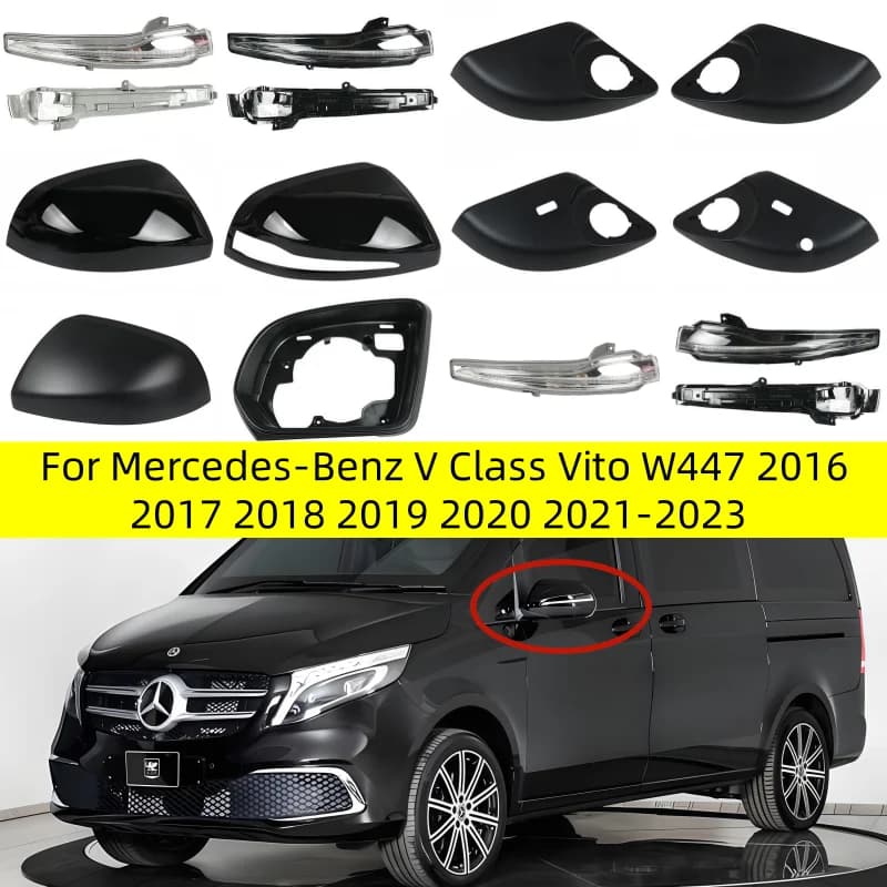 For Mercedes-Benz V Class Vito W447 2016 2017 2018 2019 2020 2021-2023 Rear Mirror Cover Frame Turn Signal Light Bottom Lower