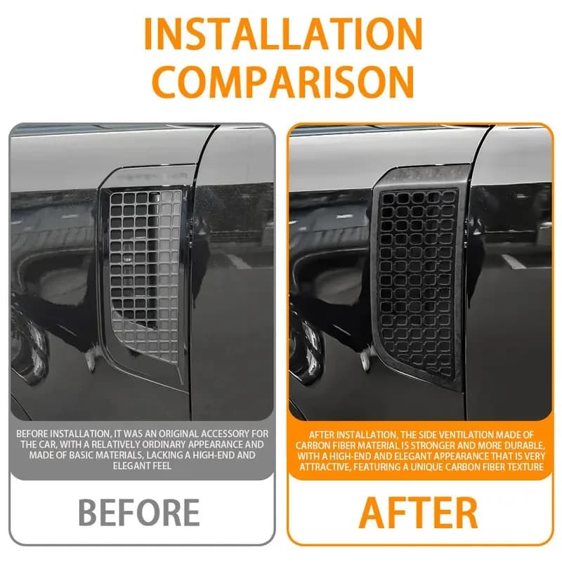 Pair Dry Carbon Fiber black Front Fender Side Outlet Car auto parts tuning air vent side vent  For Land Rover Defender 2025 Octa