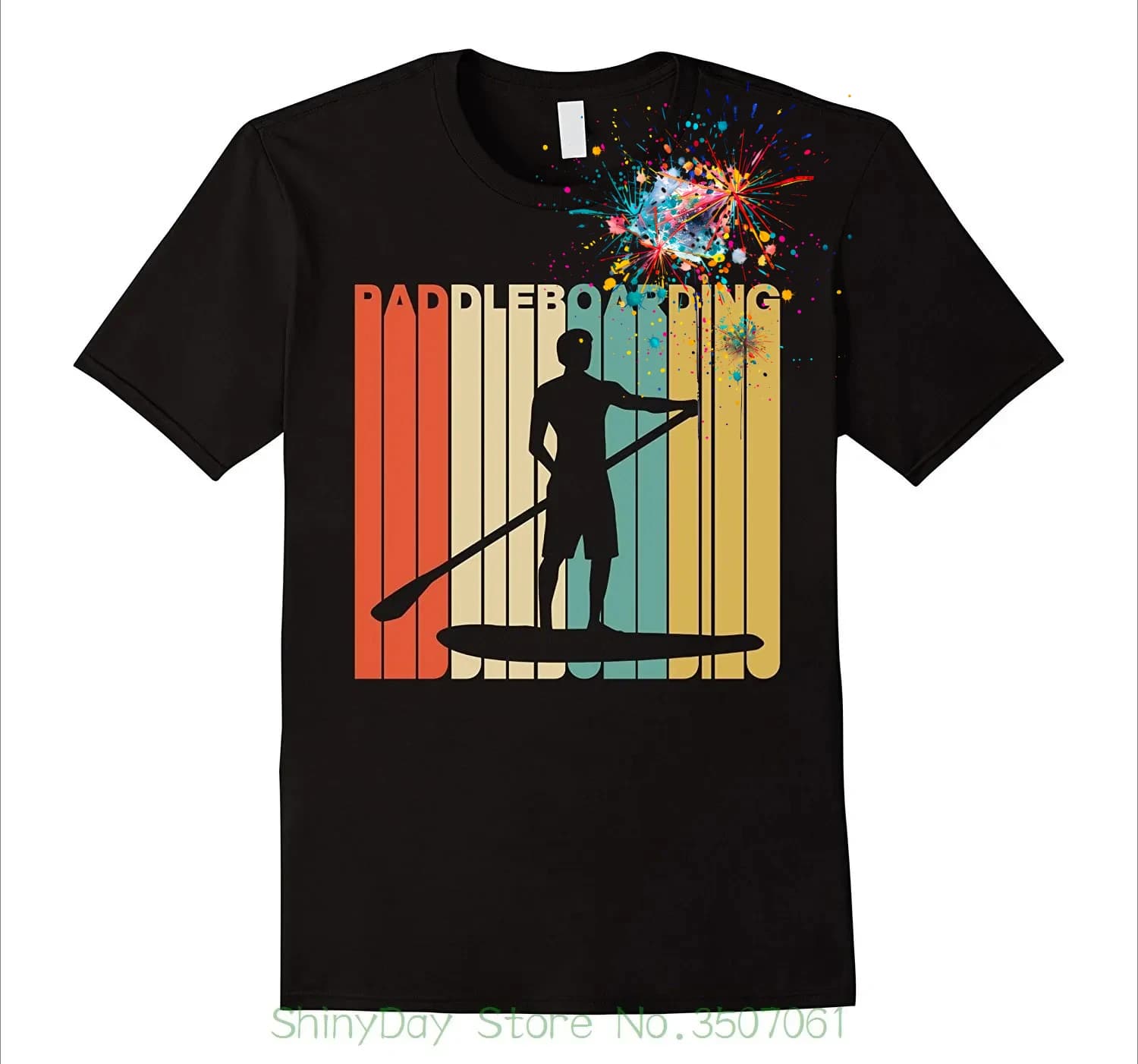 Vintage Paddleboarding Silhouette T-Shirt 100% Cotton O-Neck Summer Short Sleeve Casual Mens T-shirt Size S-3XL