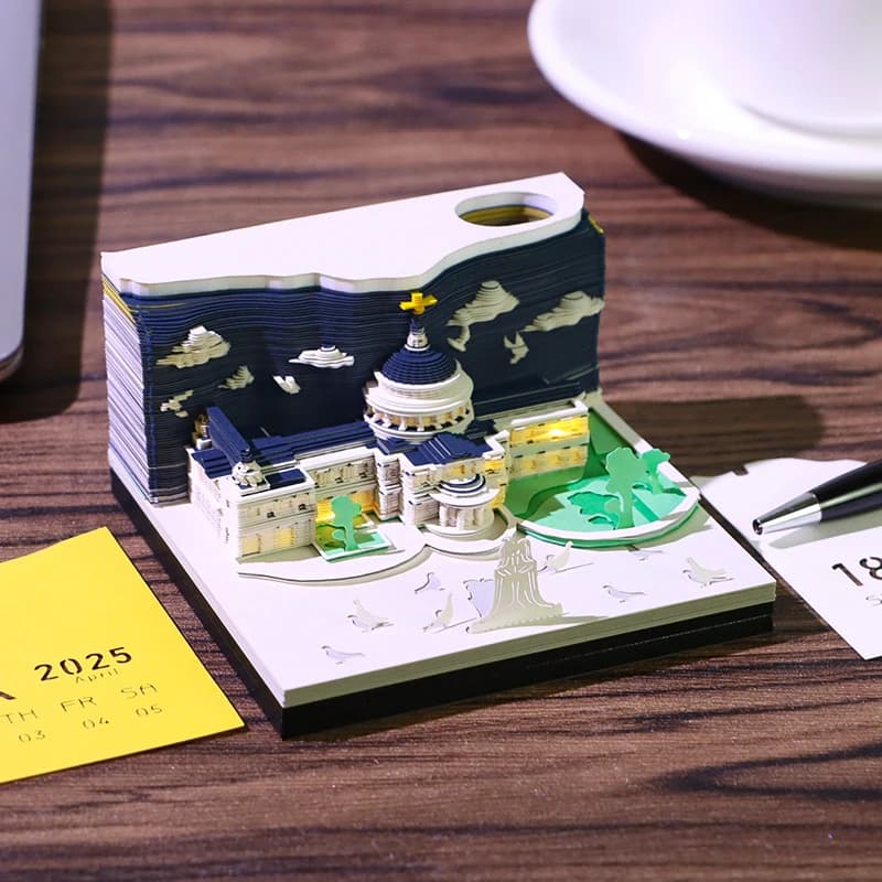 Artistic Note Pad 3D Paper Model 2026 Calendar Cathedral 3D Memo Pad Non Sticky Notes Desktop Decorations Novel Gift Items