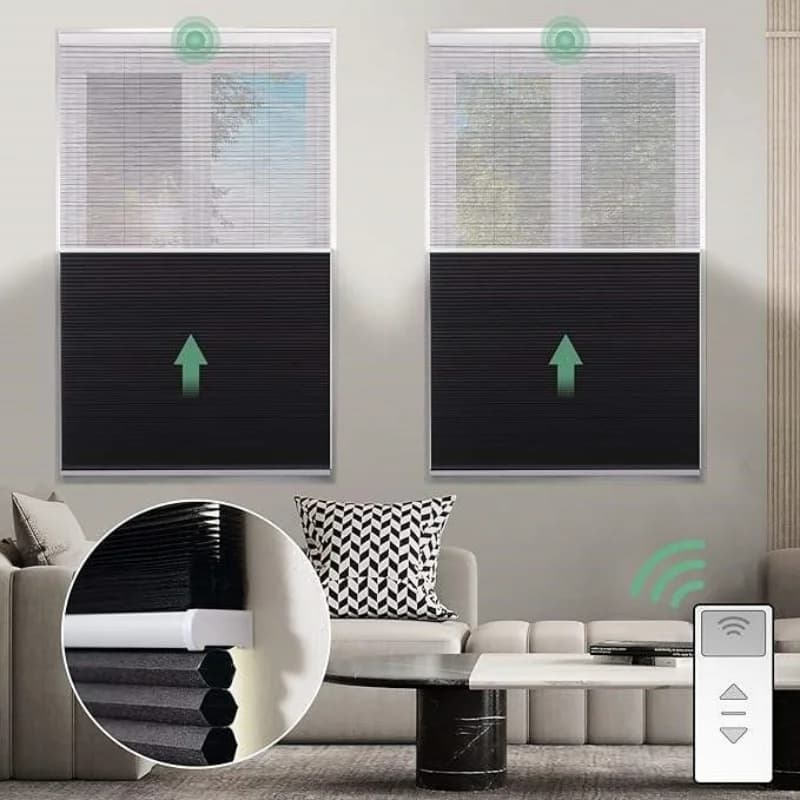 Custom Shades Blackout Fabric Phone Alexa Google Wifi To Control Electric Day and Night Cellular Honeycomb Blinds For Windows
