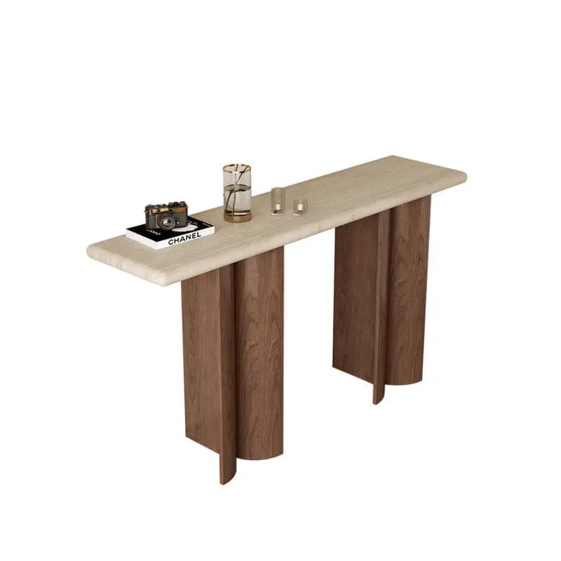Medieval wabi-sabi wind travertine entrance table, art entrance platform against the wall