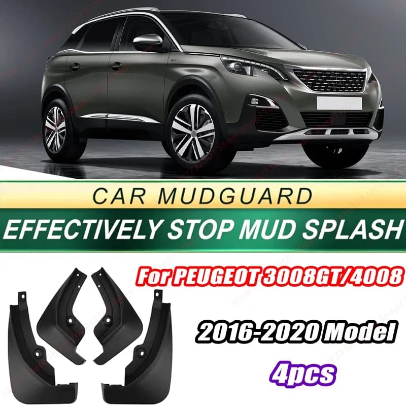 For PEUGEOT 3008GT/4008 2016-2020 Model 4PCS Front Rear Mud Flaps Splash Guards Fender Mudguards Auto Accessories