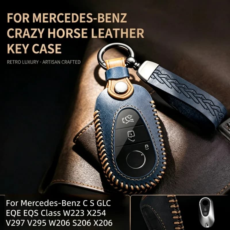 Leather Car Key Case Cover for Mercedes Benz 2022 C S Class W206 W223 S350 C260 C300 S400 S450 S500 Key Shell Protector