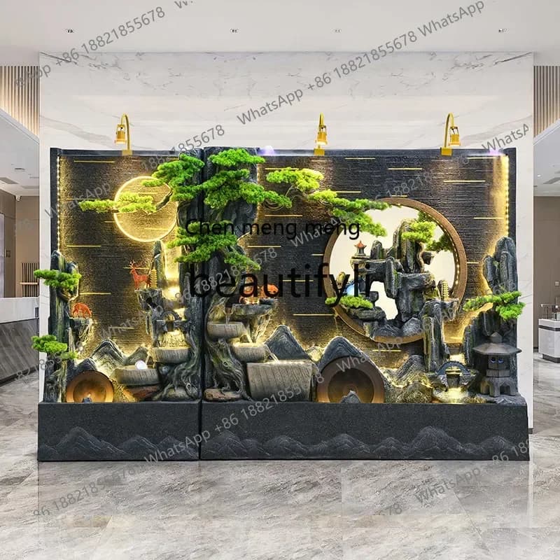 D178  Double-sided water curtain wall, flowing screen, water feature, rockery, fish pond landscape, garden landscaping ornament