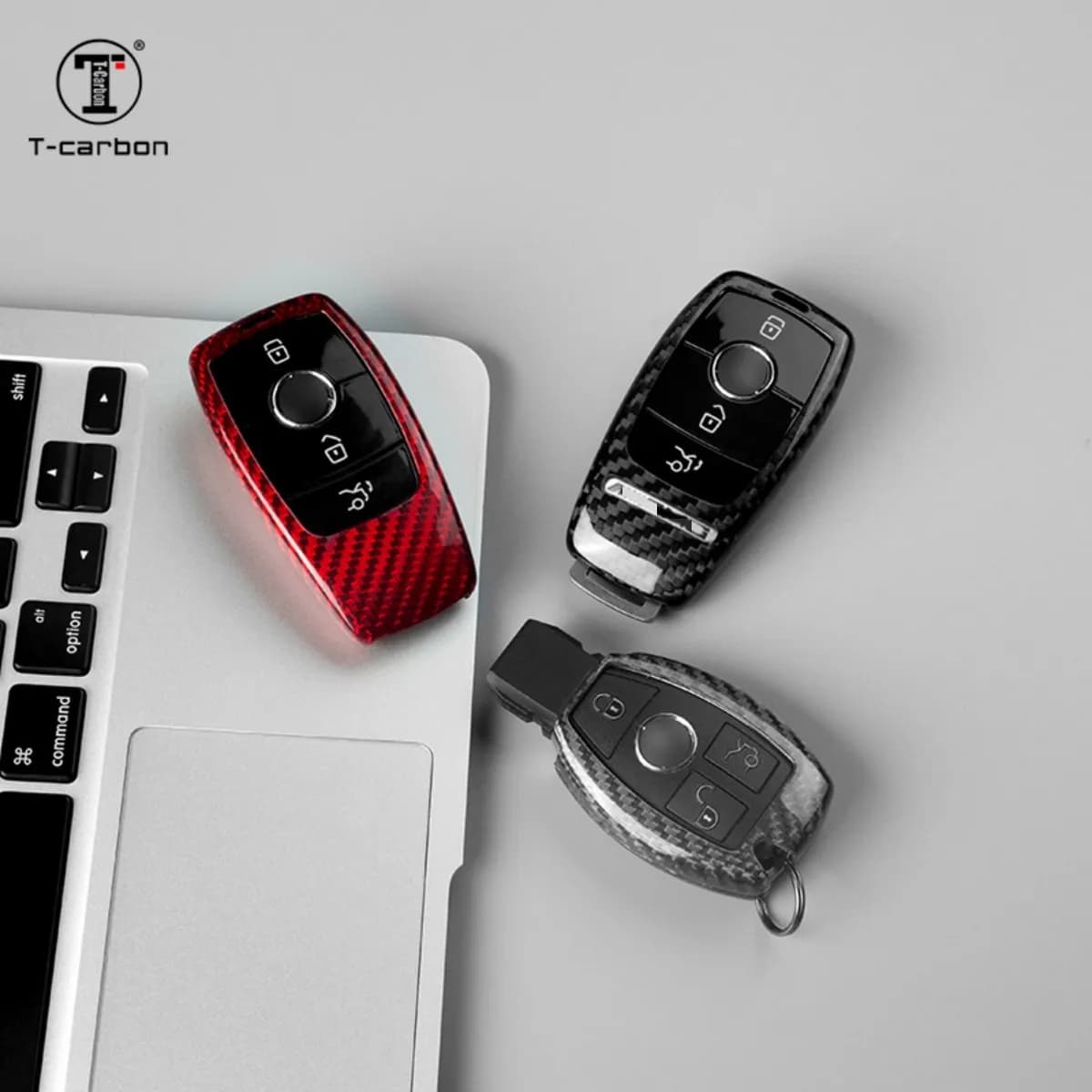 Carbon Fiber Car Key Cover Shell Case Fit For Mercedes Benz C S Class AMG Auto Accessories