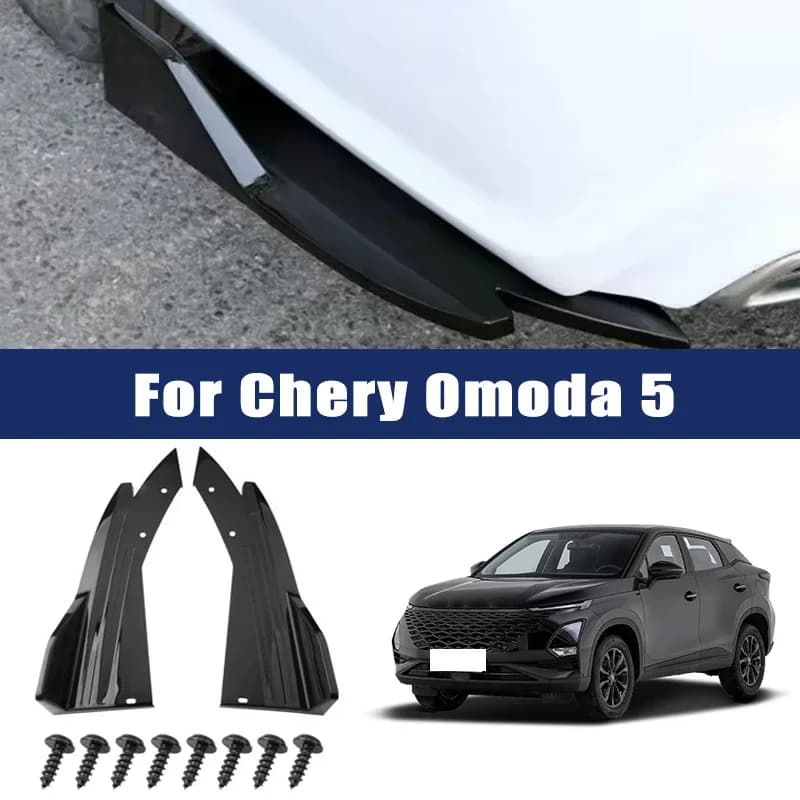 2pcs Car Rear Bumper Spoiler Lip Carbon Fiber Wing Trim Anti-crash Diffuser Side Skirt Wrap Angle Splitter For Chery Omoda 5