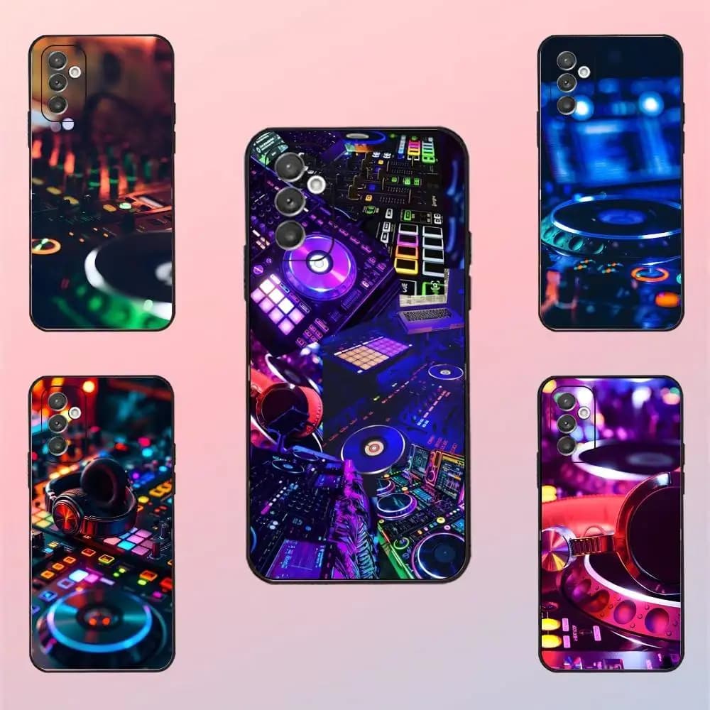 DJ Controller Vinyl DJ Phone Case For Samsung S22,S21,S20,S10,S9,S25,S24,S23,Ultra,FE,Plus,Lite,Soft Silicone Black
