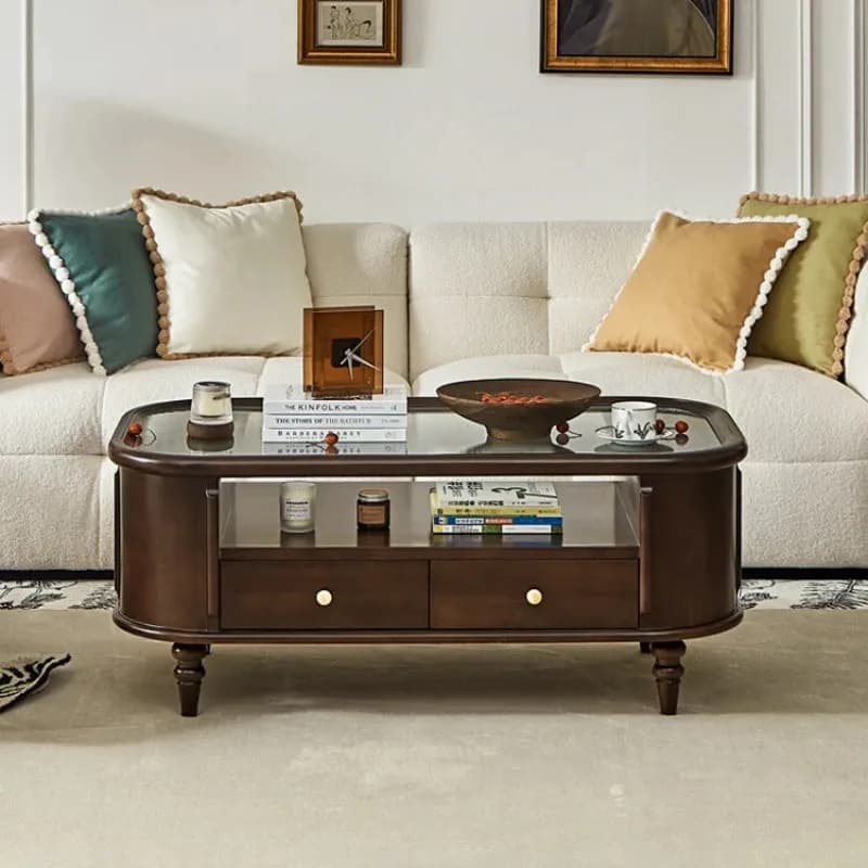 Brown Aesthetic Coffee Table Drawer Rectangular Unique Storage Modern Coffee Table Space Saving Mesa De Centro Sala Furniture