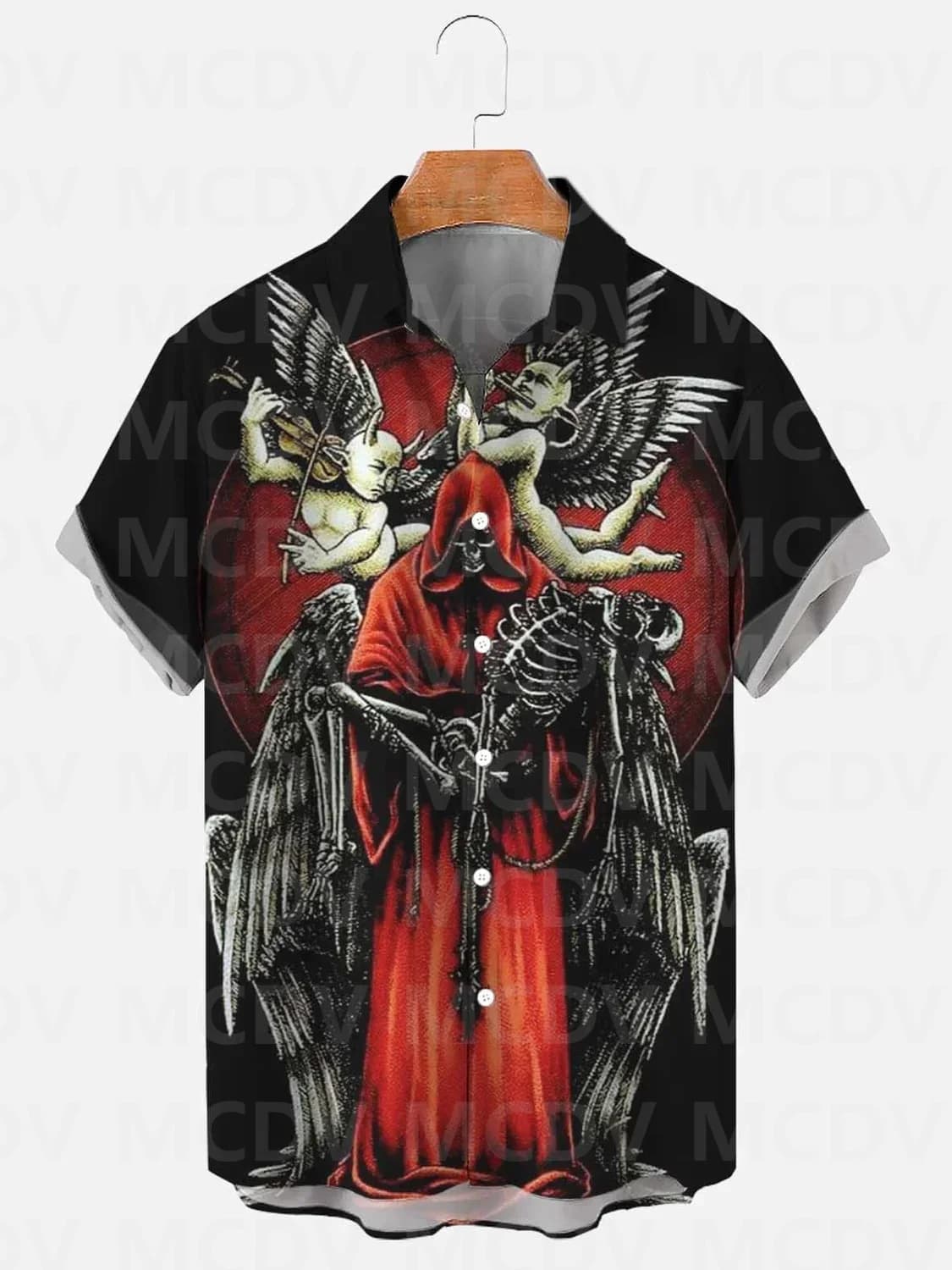 Grim Reaper Halloween Shirt Men's For Women's Short-Sleeved Shirt 3D Printed Hawaiian Shirts