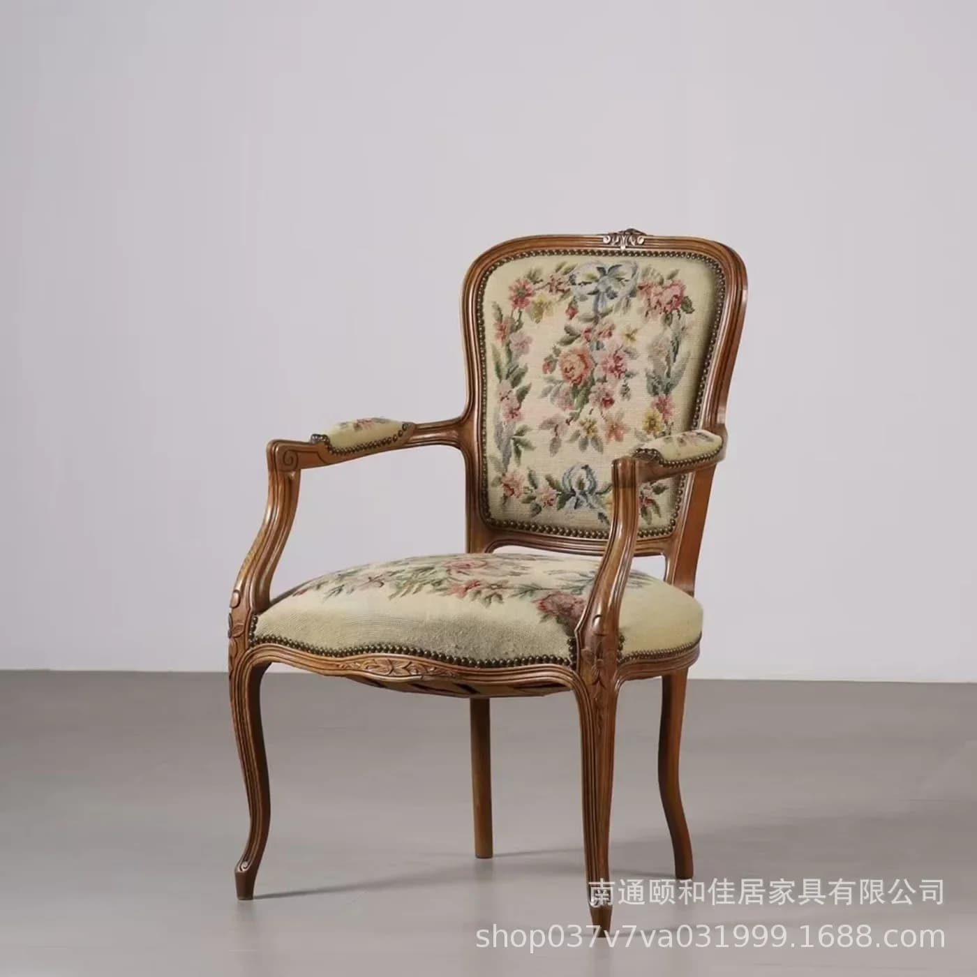 DSA solid wood light luxury classical dining chair, vintage vintage villa, living room home dressing chair, study backrest