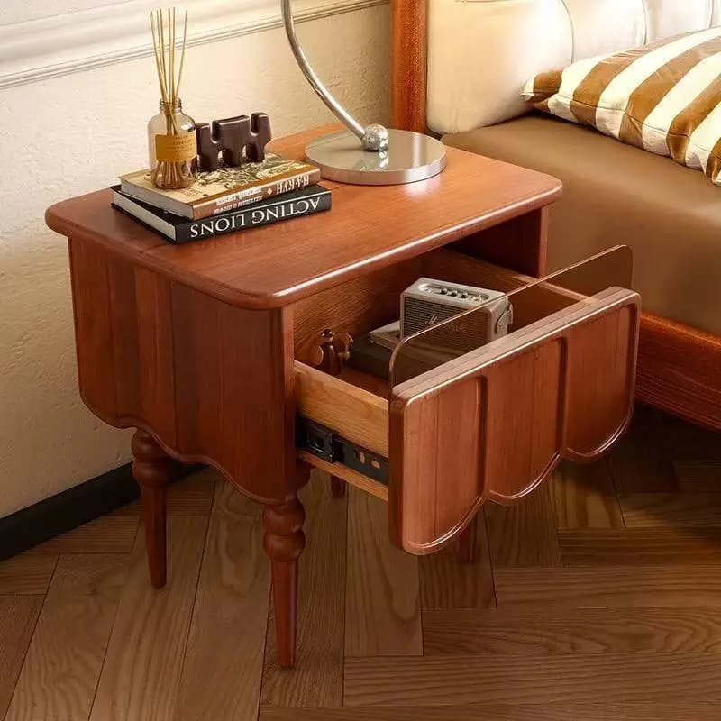 DSA retro solid wood medium and ancient style bedside table drawer storage storage furniture small retro style