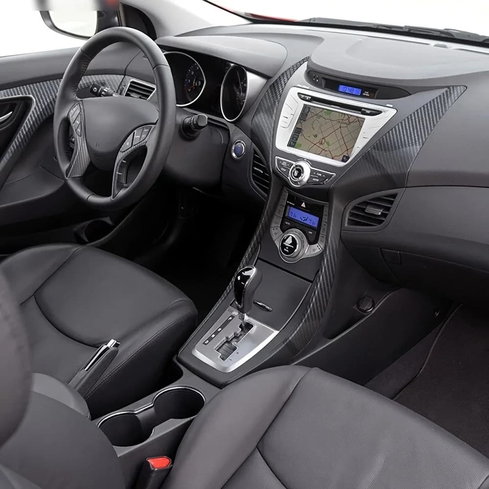 PVC Carbon Fiber Interior Trim Sticker Set For Hyundai Elantra MD 2012-2016 Dashboard Console Gear Door Handle Cover Kit