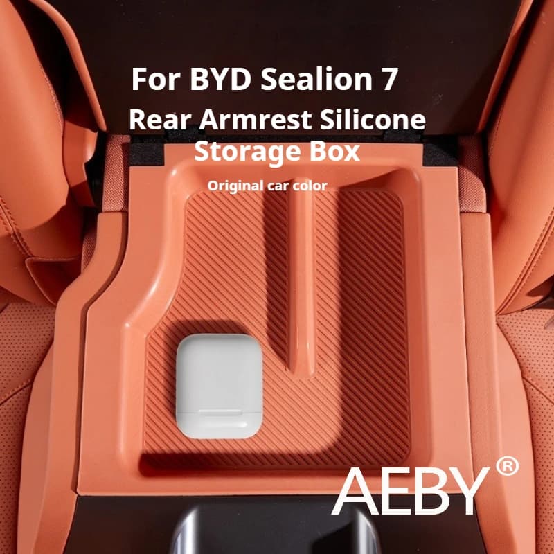 AEBY For BYD Sealion 7 2024 Car Back Seat Storage Box Rear Armrest Organizer Tray Waterproof Center Console Interior Accessories