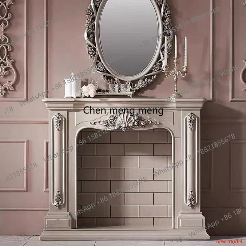 N138European-style Ornaments Living Room Cabinets Retro ged Carved Decoration Fireplace French-style Solid Wood Furniture