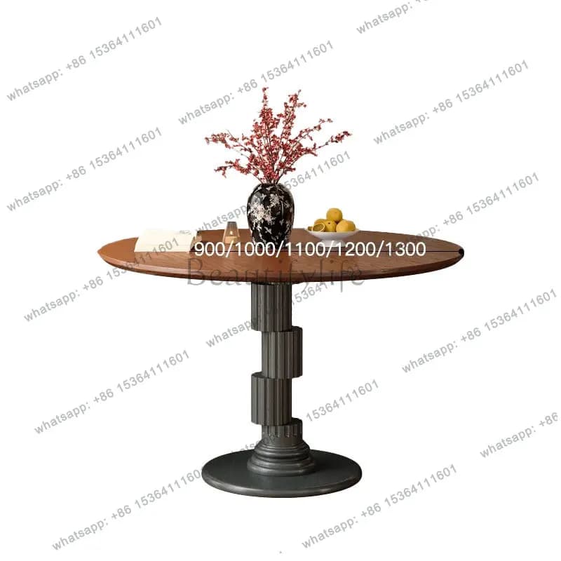 Retro round table personalized creative French solid wood neoclassical black medieval round dining table