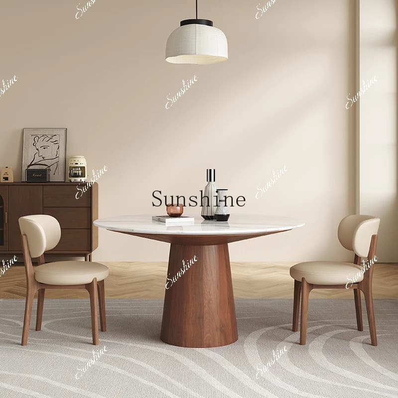 Modern simple size apartment luxury stone retro simple dining table and chair combination FT