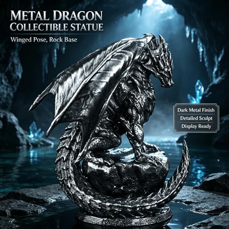 Alloy Craft Dark Dragon Soldier Vintage Cool Style Figurine Statue Desktop Office Decor Collection Gift for Men
